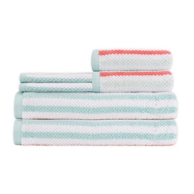 coral and blue towels