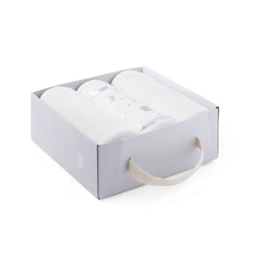 Elegant Baby&reg; 3-Pack Moons &amp; Stars Washcloths in White. View a larger version of this product image.