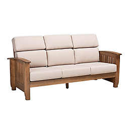Baxton™ Studio Leala 3-Seater Fabric Sofa in Taupe