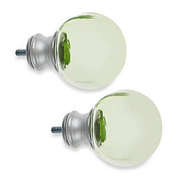 Cambria® My Room Ball Finial in Green Glass and Brushed Nickel (Set of 2)