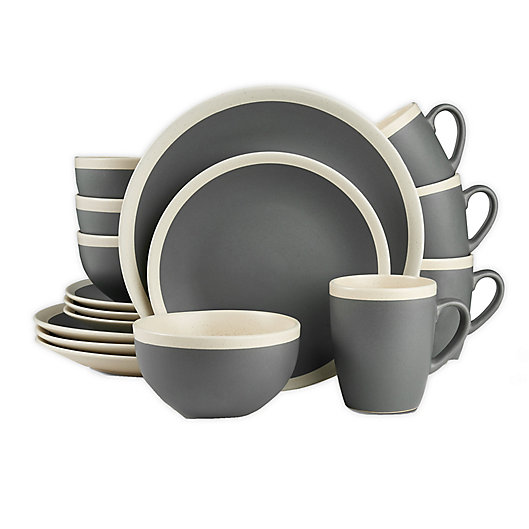 Alternate image 1 for Stone Lain 16-Piece Dinnerware Set in Grey/Cream