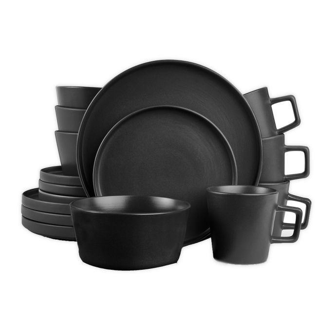 Stone Lain 16Piece Dinnerware Set in Matte Black Bed Bath and Beyond Canada