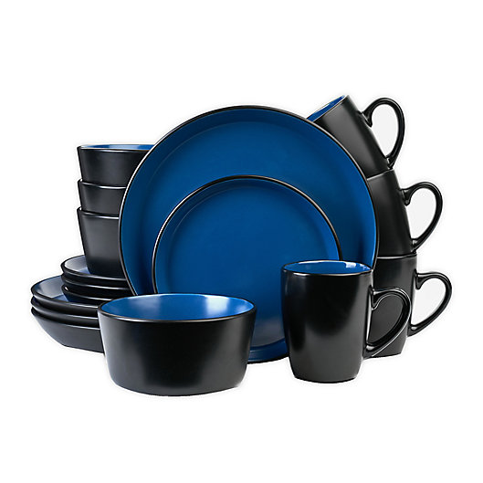 Alternate image 1 for Stone Lain 16-Piece Dinnerware Set in Blue/Black