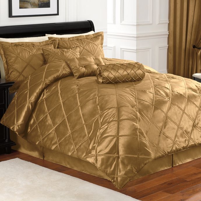 Braxton 7 Piece Comforter Set In Gold Bed Bath Beyond