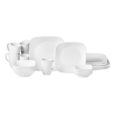 white square dinnerware set