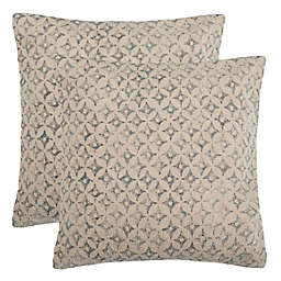 Safavieh Rolta Square Throw Pillows in Beige/Grey (Set of 2)