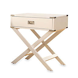 iNSPIRE Q® One Drawer Accent Table/Cross Leg Nightstand in White
