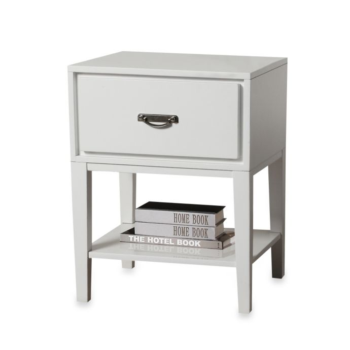 Inspire Q One Drawer Accent Table Straight Leg Nightstand In White Bed Bath Beyond