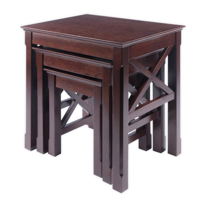 Winsome Trading Xola 3 Piece Nesting Table Set In Cappuccino Bed Bath Beyond