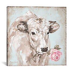 iCanvas Cow With Rose II Canvas Wall Art