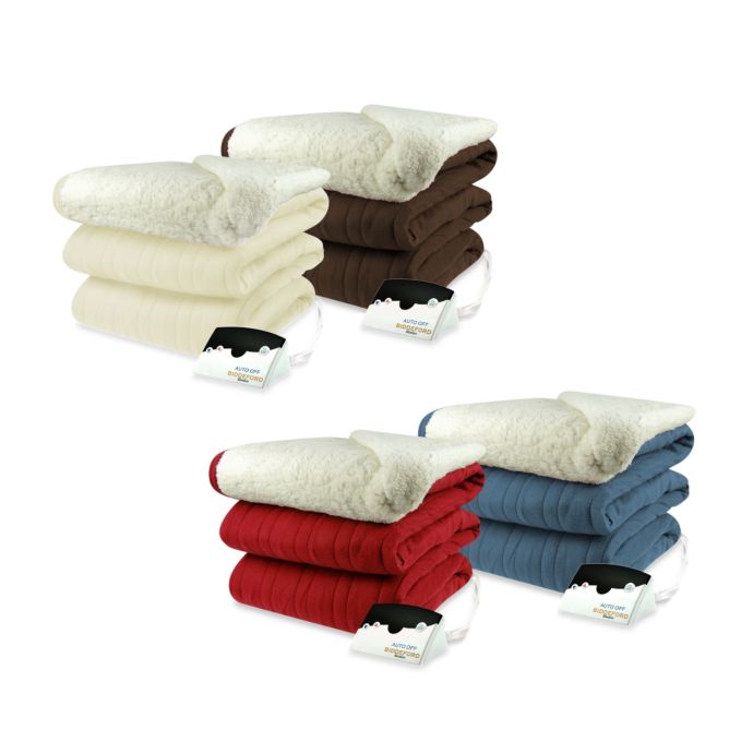 Biddeford Blankets Comfort Knit Heated Blanket With Sherpa Back