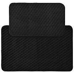 Garland Town Square 2-Piece Rectangle Kitchen Rug Set in Black