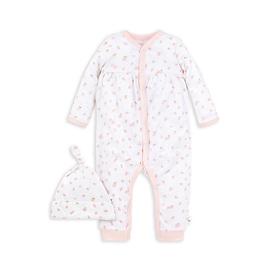 Alternate image 1 for Burt's Bees Baby® 2-Piece Dense Butterfly Garden Organic Cotton Jumpsuit and Hat Set