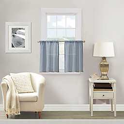 Linden 24-Inch Rod Pocket Semi-Sheer Window Curtain Tier Pair in Blue