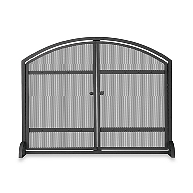 UniFlame&reg; Single-Panel Iron Fireplace Screen in Black. View a larger version of this product image.