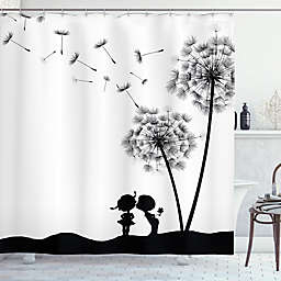 Dandelion 69-Inch x 84-Inch Shower Curtain in White/Black