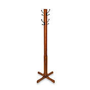 Wooden 70-Inch Standing Coat Stand with 4 Metal Hooks