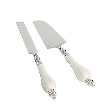 Julia Knight&reg; Peony Cake Knife and Server Set in Snow. View a larger version of this product image.