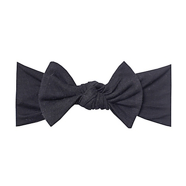 Copper Pearl&trade; One Size Knit Bow Headband in Midnight. View a larger version of this product image.