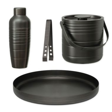Pinstripe Gunmetal Stainless Steel Barware Collection. View a larger version of this product image.