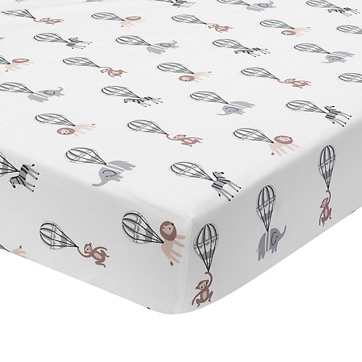 Alternate image 1 for Lambs & Ivy® Linen Safari Fitted Crib Sheet in Snow White