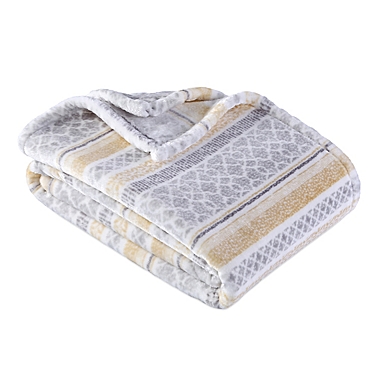 Berkshire Blanket&reg; Ultra Velvetloft Jacquard Throw Blanket in Mustard. View a larger version of this product image.