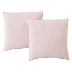 Faux Linen Square Throw Pillow in Blush (Set of 2)