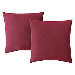 Faux Linen Square Throw Pillow in Berry (Set of 2)