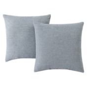 Faux Linen Square Throw Pillow in Blue (Set of 2)