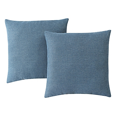 Faux Linen Square Throw Pillow in Dark Blue (Set of 2). View a larger version of this product image.