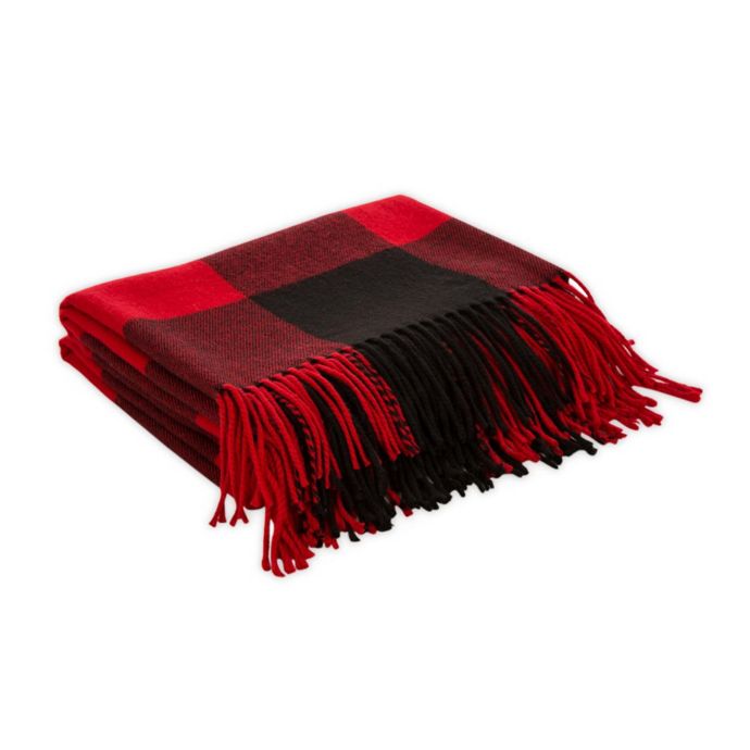 Checkerboard Tassel Throw Blanket In Red Black Bed Bath Beyond