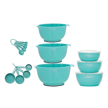 Farberware&reg; 18-Piece Mix and Measure Set in Aqua. View a larger version of this product image.