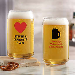 Choose Your Icon Personalized Valentines Day 16 oz. Beer Can Glass