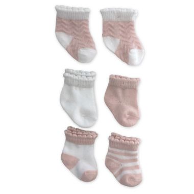NYGB&trade; Size 3-12M 6-Pack Chevron Socks in Pink. View a larger version of this product image.