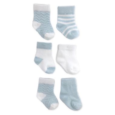 NYGB&trade; Size 3-12M 6-Pack Chevron Socks in Pastel Blue. View a larger version of this product image.