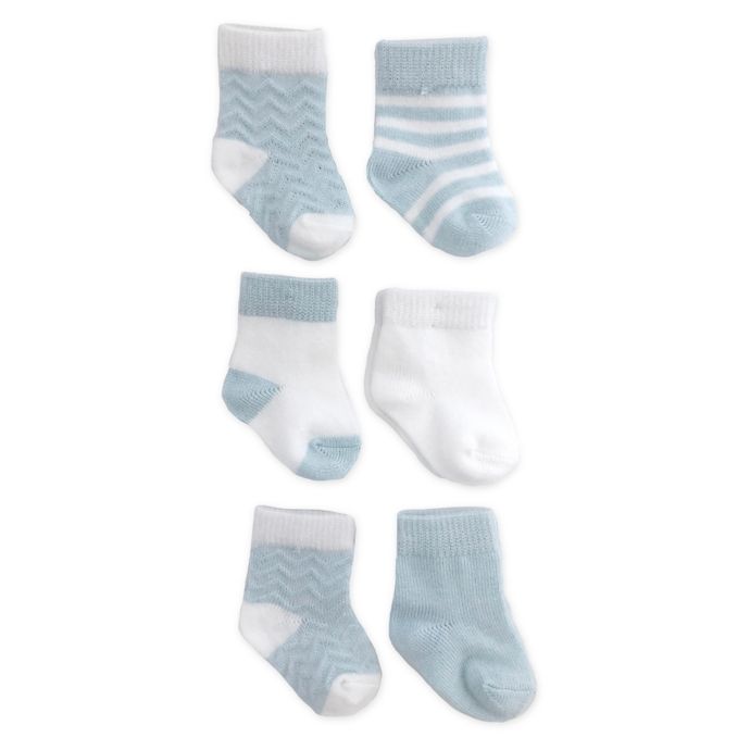 NYGB™ 6-Pack Chevron Socks in Pastel Blue | buybuy BABY