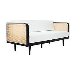 Safavieh Helena French Cane Daybed in Black/Ivory