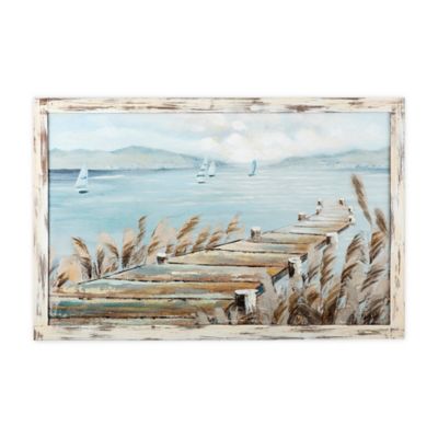Wood Pier 3D 40-inch x 26-Inch Framed Canvas Wall Art