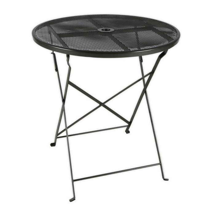 Folding Mesh Patio Bistro Table In Black Bed Bath Beyond