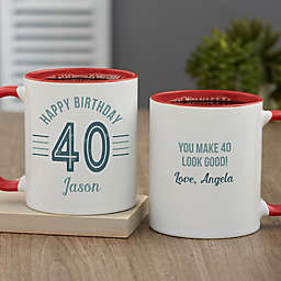 Modern Birthday Personalized 11 oz. Coffee Mug in Red