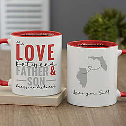 Love Knows No Distance Personalized 11 oz. Coffee Mug for Dad in Red