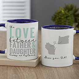 Love Knows No Distance Personalized 11 oz. Coffee Mug for Dad in Blue