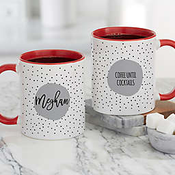 Modern Polka Dot Personalized 11 oz. Coffee Mug in Red