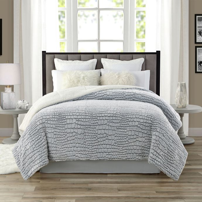 Tahari 3d Carved Faux Fur And Sherpa Comforter Bed Bath Beyond