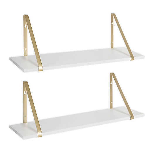 Alternate image 1 for Kate and Laurel™ Soloman Accent Shelves in White/Gold (Set of 2)