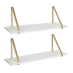 Kate and Laurel™ Soloman Accent Shelves in White/Gold (Set of 2)
