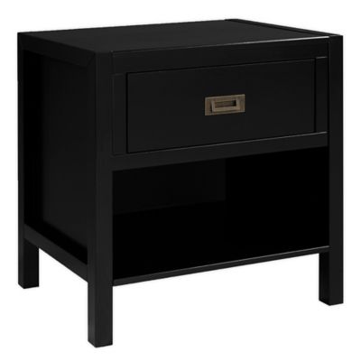 Forest Gate 1-Drawer Solid Wood Nightstand in Black