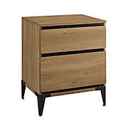 Forest Gate Industrial Wood 2-Drawer Side Table in English Oak