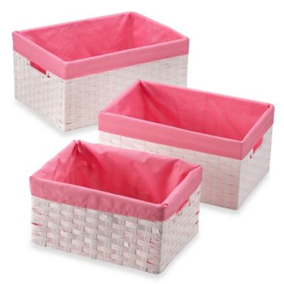 pink storage baskets