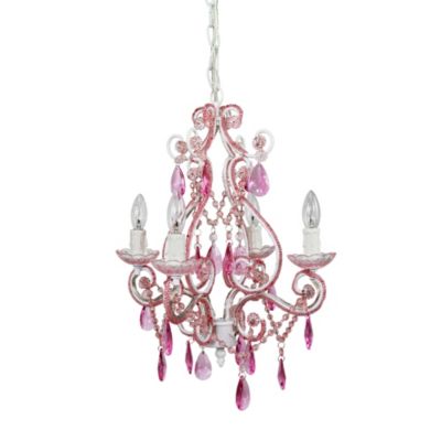 Bulb Mini Chandelier In Pink Sapphire, Tadpoles Faux Crystal Chandelier